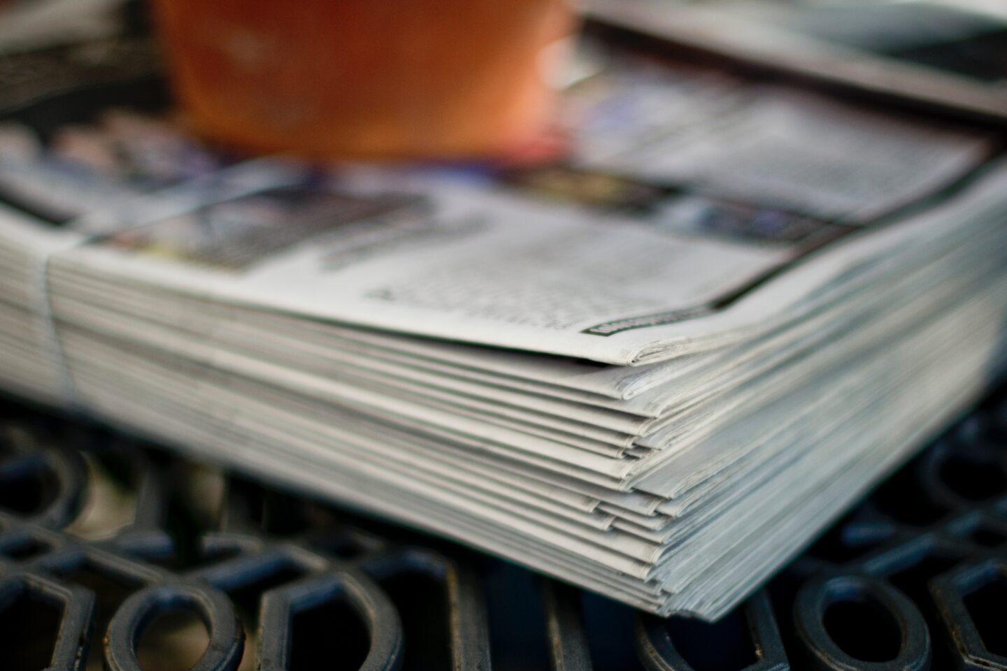 Pile of printed newspapers